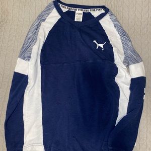 Pink varsity crew neck